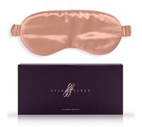 SILKSLEEK Eye Mask for Sleeping, 22 Momme Pure Mulberry Silk Sleep Mask Filled with 100% Pure Silk, Travel Essentials, Super Soft & Comfortable Blackout Eye Mask in Gift Box… (Rose Gold)