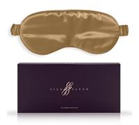 SILKSLEEK Eye Mask for Sleeping, 22 Momme Pure Mulberry Silk Sleep Mask Filled with 100% Pure Silk, Travel Essentials, Super Soft & Comfortable Blackout Eye Mask in Gift Box… (Gold)