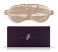 SILKSLEEK Eye Mask for Sleeping, 22 Momme Pure Mulberry Silk Sleep Mask Filled with 100% Pure Silk, Travel Essentials, Super Soft & Comfortable Blackout Eye Mask in Gift Box… (Champagne)