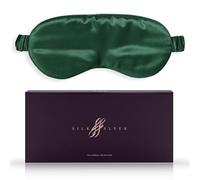 SILKSLEEK Eye Mask for Sleeping, 22 Momme Pure Mulberry Silk Sleep Mask Filled with 100% Pure Silk, Travel Essentials, Super Soft & Comfortable Blackout Eye Mask in Gift Box… (Emerald)