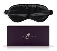 SILKSLEEK Eye Mask for Sleeping, 22 Momme Pure Mulberry Silk Sleep Mask Filled with 100% Pure Silk, Travel Essentials, Super Soft & Comfortable Blackout Eye Mask in Gift Box… (Black)