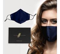 SilkSleek Pure Mulberry Silk Face Mask with Nose Wire 2 layers. 100% Pure 6A Grade Natural Silk Adjustable Washable & Breathable.