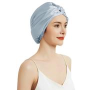 SILKTALE 100% Mulberry Silk Bonnet for Sleeping Sleep Cap for Women/Men,Double Layer 19 Momme Grade 6a Turban for Curly Hair, Blue