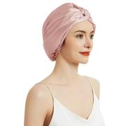 SILKTALE 100% Mulberry Silk Bonnet for Sleeping Sleep Cap for Women/Men,Double Layer 19 Momme Grade 6a Turban for Curly Hair, Pink