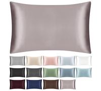 SILKTALE 100% Mulberry Silk Toddler/Travel Pillowcase,Both Sides 19MM Small Silk Pillow Case with Hidden Zipper for Kids/Baby 1pc,Taupe,13"x18"