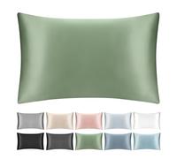 SILKTALE 100% Mulberry Silk Toddler/Travel Pillowcase,Both Sides 19MM Small Silk Pillow Case with Hidden Zipper for Kids/Baby 1pc, Sage Green,13"x18"