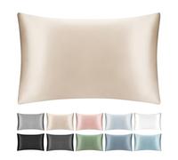 SILKTALE 100% Mulberry Silk Zip Bed Pillow Case for Travel,1pc,Taupe/Beige,Super King Size 50 x 90 cm
