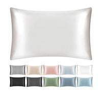 SILKTALE 100% Mulberry Silk Zip Bed Pillow Cover for Travel,1pc,White/Ivory,Super King Size 50 * 90 cm