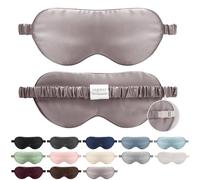 SILKTALE Mulberry Silk Blackout Adjustable Sleep Eye Mask for Men/Women Travel Plane,Taupe