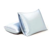 SILKTALE Real Natural Silk Pillowcase 2 Pack for Hair and Skin No Zipper, 100% Mulberry Silk, Light Blue, Queen Size 50 x 75 cm