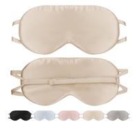 SILKTALE Silk Sleep Mask for Women/Men/Adults with Adjustable Strap Light Blocking Real Silk Eye Mask for Sleeping Plane/Side Sleeper/Travel,Champagne