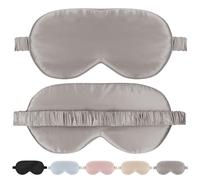 SILKTALE Silk Sleeping Mask for Travel/Plane/Side Sleeper Pure Mulberry Silk Eye Mask for Sleep/Men/Women/Adults Thin Cooling Eye Cover,Grey