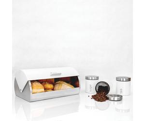 (Silkwhite-White) SQ Professional Dainty 4pc Bread Bin-Canisters Set