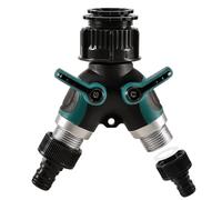 Silkwish 2-Way Water Distributor with Shut-off Valves, Y-piece Hose Distributor, Water Connection Splitter for Washing Machine, Dishwasher & Garden Hose, for 1/2 Inch, 3/4 Inch, 1 Inch