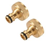 Silkwish 2 x Brass Tap Connectors 1 Inch Internal Thread for Gardena Hose Connections - Female Thread 1 Inch Quick Coupling Compatible with Gardena Plug System (Adapter Tap Garden Hose)