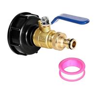 Silkwish IBC Ball Valve with Plug Plug System, Brass IBC Container Accessories with Lever Handle Ball Valve S60 x 6 to 3/4 Inch, Ball Outlet Valve Adapter Compatible with Gardena System