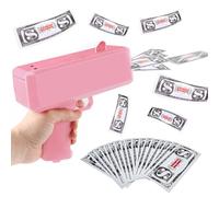 Silkwish Money Gun with 100 Play Money Notes - Money Gun Shooter - Toy Gun Money for Feature Films Party Spray - Prop Gun for Shooting Fake Money - Pink