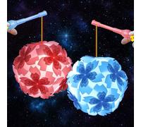 Silkwish Set of 2 Lanterns Craft Set Children - LED Lantern Craft Material for St Martin with Lantern Stick, 2 Batteries - Blue Pink DIY Martin Lanterns for Christmas, Birthdays (Cherry Blossoms)