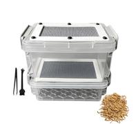 Silkworm Storage Box - Anti-Moisture Fecal Filter Habitat, Includes Tweezers and Brush, Odourproof Mealworm Nesting Box, Enclosure for Sugar Glider Chicken, Schildk