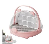 Silkworm Transport Container, Portable Transparent Cage, Clear Feeding Box with Handle, Habitat Observation Carrier, Pet Enclosure House for Kids Science Learning, 8.27x7.87x6.69 Inches