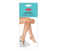 Silky 15 Denier Glossy Knee Highs Trouser Socks - One Size (Shoe Size 3-8) - 2 Pairs (as8, alpha, one_size, regular, regular, Natural Tan, One Size)