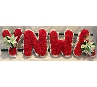 Silky Bouquets Customizable Funeral Flowers - Personalized Artificial Silk Flowers for Graves & Funerals, 4 Letter You'll Never Walk Alone Memorial for Liverpool FC Fans