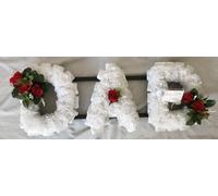Silky Bouquets Customizable Funeral Flowers - Personalized Artificial Silk Flowers for Graves & Funerals | Lasting Remembrance with Any 3 Letters | DAD Tribute with Rose Clusters