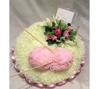 Silky Bouquets Knitting Posy Pad Artificial Silk Funeral Flower Bespoke Tribute Posy Pad Wreath Mum Nan