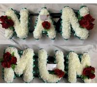 Silky Bouquets Nan Mum Silk Funeral Flower Letter Tribute Package Pair - Personalized Artificial Flowers Word Tributes with Carnations & Clusters | Custom Silk Funeral Flowers for Graves & Funerals