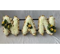 Silky Bouquets Nan Silk Funeral Flower Letter Tribute Coloured - Personalized Artificial Flowers Word Tribute with Carnations & Cluster | Custom Silk Funeral Flowers for Graves & Funerals