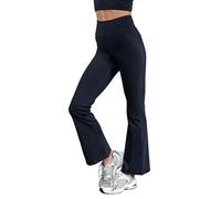 Silky Dance Flared Leggings for Girls, Black High Wasited Dance Jazz Pants - Black - Age 11-13