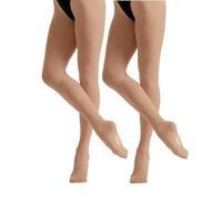 Silky Dance Girl's/Ladies Essential 40 Denier Convertible Ballet Dance Tights - Theatrical Pink & Tan - 2 Pairs (Small, Tan)