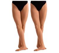 Silky Dance Girl's/Ladies Essential 40 Denier Footed Ballet Dance Tights - 2 Pairs (Large, Tan)