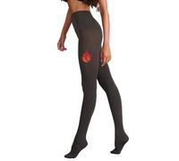 Silky Fleece Lined Tights - Thermal Tights for Women, Grey, Medium