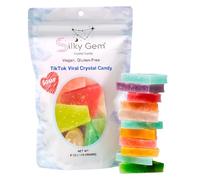 Silky Gem TikTok Viral Crystal Candy, Vegan and Gluten-Free, Sour Assorted Flavours, Rainbow Colours, 170g (6 Oz) Resealable Pouch