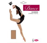 Silky Girl's Dance Shimmer Stirrup Tights (1 Pair) in Light Brown | Size: 5-6 Years Silky Light Brown 5-6 Years