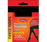 SILKY GREY FLEECE 200 DENIER TIGHTS LARGE