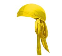 Silky Head Scarf for Men & Women Chemo Headwear Elastic Head Wraps Coverings Wide & Long Tail Wrinkle Satin Bandana Turban Beanie Hat for Cancer Alopecia Hair Loss Gold