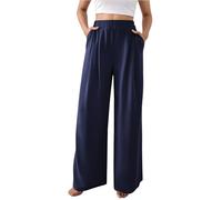 Silky Ice-Fabric Wide-Leg Office Trousers, Women’s High-Waist Lightweight Business Pants for Summer, Wrinkle-Resistant for Travel & Meetings Navy