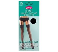 Silky Ladies Shine Lace Top Stockings 15 Denier ED013 Black One Size