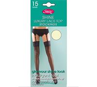 Silky Ladies Shine Lace Top Stockings 15 Denier ED013 Cream One Size