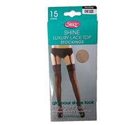 Silky Ladies Shine Lace Top Stockings 15 Denier ED013 Nude One Size