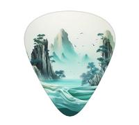 Silky Landscape Printed pick set - 12 pieces, thin, medium and thick guitar picks, suitable for guitar, bass, electric guitar and ukulele