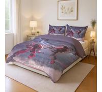 Silky Microfiber Red Fantasy Duvet Cover Future Sci-Fi Robot Fade Resistant Premium 2 Pillowcases Included For kids girls teens and adults room Comforter Cover 290x235cm(115" x95")