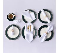 Silky Satin Cloth Napkins, 12/24/48Pc Multi Hemstitched Satin Square Napkins(White,24PC-43 * 43cm)