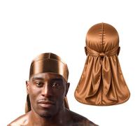 Silky Satin Durag for Men & Women - Premium Soft Du Rag for Waves, Braids & Locs | Wide Long Tail, Wrinkle-Free Hair Wrap for Sleeping & Daily Wear (Khaki)