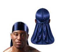 Silky Satin Durag for Men & Women - Premium Soft Du Rag for Waves, Braids & Locs | Wide Long Tail, Wrinkle-Free Hair Wrap for Sleeping & Daily Wear (Navy)