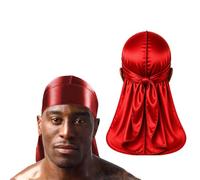 Silky Satin Durag for Men & Women - Premium Soft Du Rag for Waves, Braids & Locs | Wide Long Tail, Wrinkle-Free Hair Wrap for Sleeping & Daily Wear (Red)