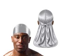 Silky Satin Durag for Men & Women - Premium Soft Du Rag for Waves, Braids & Locs | Wide Long Tail, Wrinkle-Free Hair Wrap for Sleeping & Daily Wear (Silver)