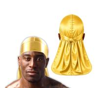 Silky Satin Durag for Men & Women - Premium Soft Du Rag for Waves, Braids & Locs | Wide Long Tail, Wrinkle-Free Hair Wrap for Sleeping & Daily Wear (Gold)